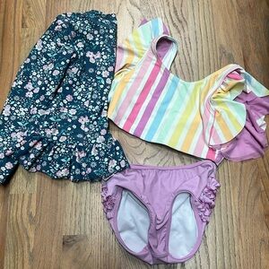 Ruffle butts girls 2 piece swim suit size 6 with sun shirt